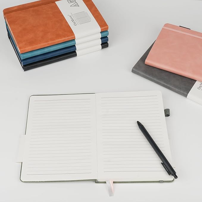 Notebooks Journal for Women Men 12 Pack Leather Hardcover with Pen Holder A5 160 Pages 100 GSM Thick Paper for Work School Lined Pink