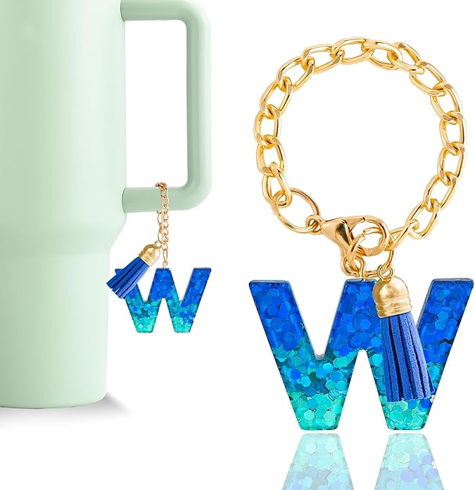 Letter Charm Accessories for Stanley Cup 1 PCS Cute Initial Keychain Handle Charm for Stanley Tumbler for Women