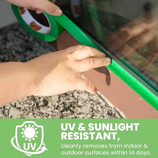 TAPEBEAR Green Painters Tape Multi-Surface Masking Tape 1.88 inch x 60 Yard, Indoor and Outdoor Painting Tape, Residue Free Easy Removal with Sharp Lines, Paint Tape for Walls, Auto, Home, 6Rolls