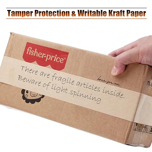 LLPT Kraft Paper Gummed Tape 1.89” x 66 Yards 2 Pack Reinforced Fiberglass Water Activated Kraft Tape Brown Packing Tape Heavy Duty for Mailing Shipping Sealing Boxes (PGB4860R02)