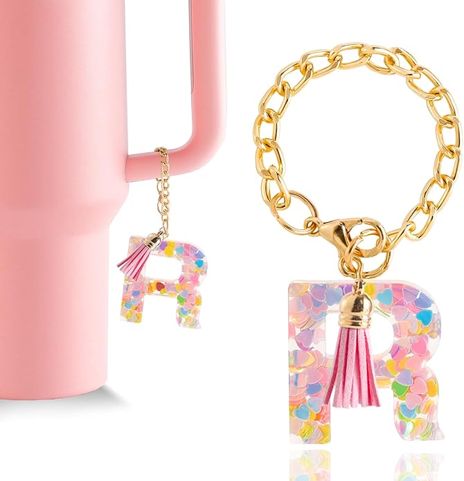 Letter Charm Accessories for Stanley Cup 1 PCS Cute Initial Keychain Handle Charm for Stanley Tumbler for Women
