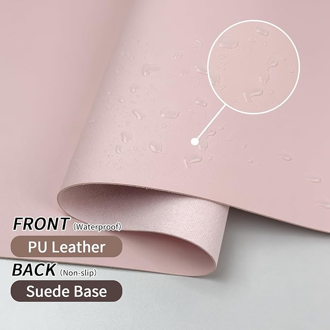 Mouse Pad and Keyboard Wrist Rest, Large Keyboard and Mouse Pad Set, Ergonomic Mousepad with Wrist Rest, Non-Slip Desk Mat Protector for Office, Home (31.5×15.7 Inches, Pink)