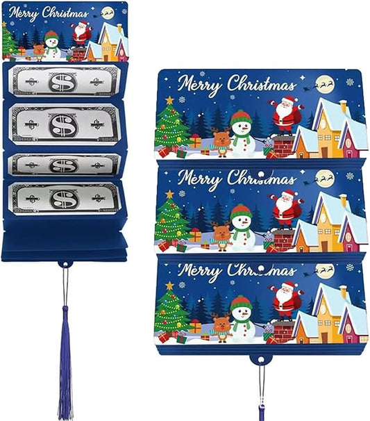 Christmas Cash Gift Envelopes 5 Slots, Christmas Cash Gift Envelopes，christmas Card Book with Tassel & Santa Card Supplies,2025 New Creative Cashs Surprise Envelope for Checks or Cards(StyleC,3pcs)