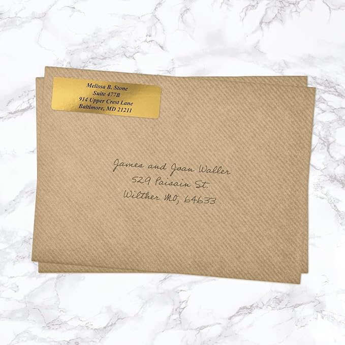 Gold Foil Personalized Return Address Labels Without Dispenser - Roll of 250 Custom Stickers