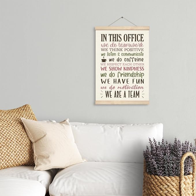 Office Quote Sayings Wooden Poster Hanger, We Are A Team Office Signs Decor, Human Resources Office Decor For Wall, Motivational Wall Hanging, In This Office Wall Decor, Gift For Boss, Office Rules