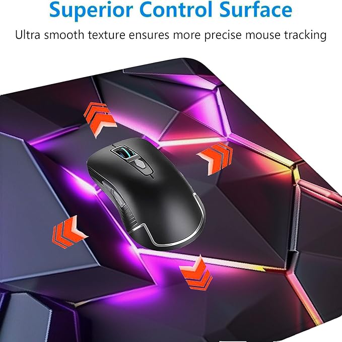 Neon 3D Geometry Desk Pad Mouse Pad Colorful Crack Cool Extended Gaming Mouse Pad Mat with Stitched Edge Non-Slip Base Big Mouse Pad Office Computer Keyboard Laptop Home 31.5"x11.8"