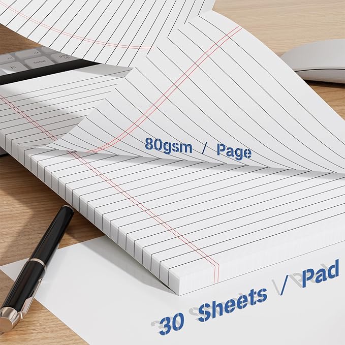 Legal Pads 4 Pack of Note Pads 6 x 9 Inch Notepad 21lb Thick Paper Legal Pad 30 Sheets Note Pad College Ruled Small Legal Pads 29 Lines Writing Pads for Writing, Sketching, and Note-Taking