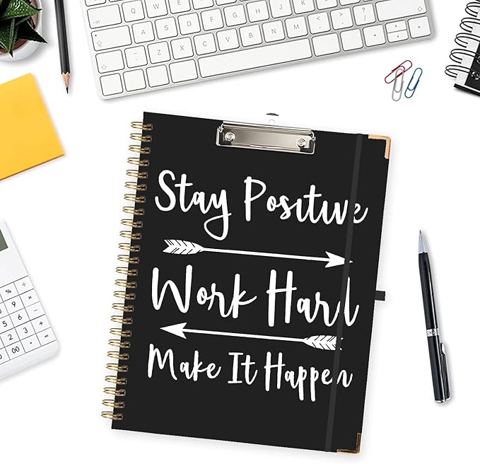 Lateefah Clipboard with Storage, File Folders with Pockets, Nursing Clipboard with Label Stickers and Notepad, Spiral Clip Board with Pen Loop for School, Office Supplies