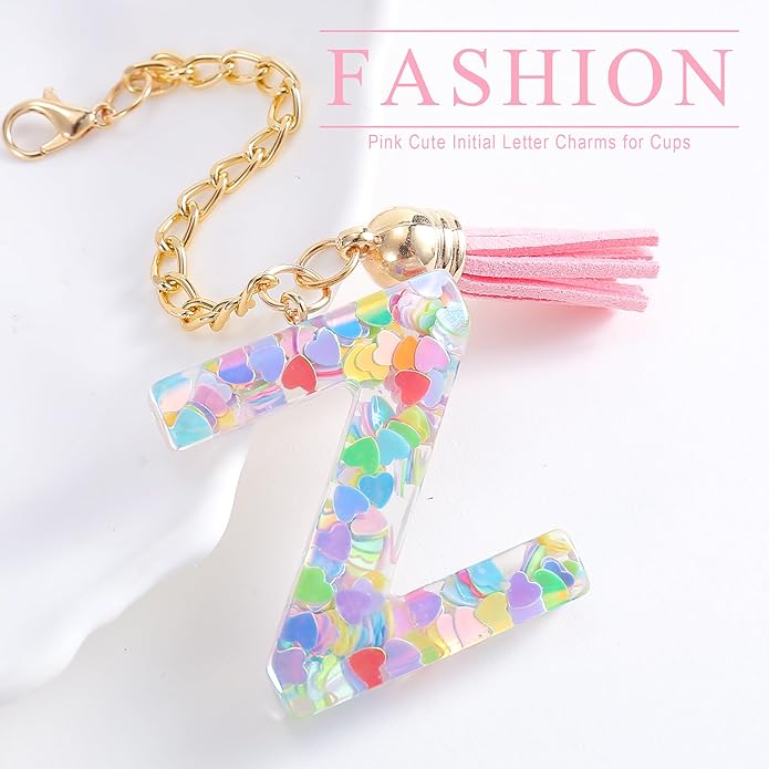 Letter Charm Accessories for Stanley Cup 1 PCS Cute Initial Keychain Handle Charm for Stanley Tumbler for Women