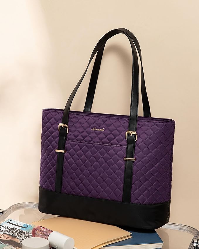 LOVEVOOK Laptop Bag for Women, 15.6 Inch Work Tote Computer Bag With Large Cup Holder, Lightweight Large Laptop Briefcase for Travel, Bussiness, Teacher