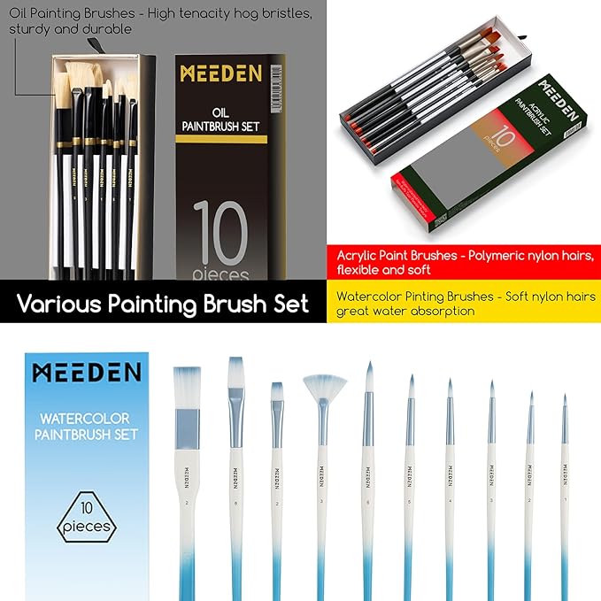 MEEDEN 141PCS Art Supplies with French Easel, All-in-one Painting Set for Artists Beginners