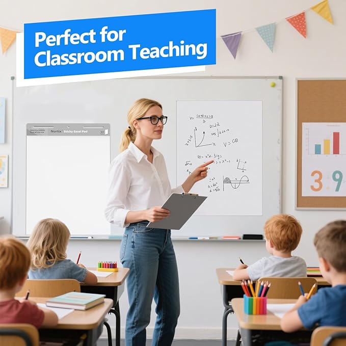 Nortix Sticky Easel Pads, Anchor Chart Paper, Chart Paper for Teachers, Super Adhesive & Bleed-Resistant, 20 x 23 inch, 30 Sheets/Pad, 6 Pads