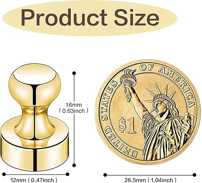 LOVIMAG Fridge Magnets 25 Pcs Refrigerator Whiteboard Small Strong Magnet Classroom Kitchen Accessories Decorative Locker Set Decor Must Haves Office Calendar Refrigerador Magnetic Cute Crafts Gold