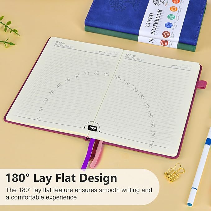 Lined Journal Notebook for Men & Women, 160 Pages College Ruled Journal for Writing, A5 Hardcover Leather Notebooks for Work, School, Business, Travel, Daily Diary 5.9" x 8.5" - Burgundy