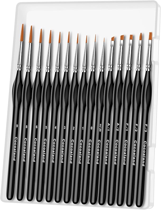 Miniature Paint Brushes,15Pcs Small Fine Tip Paintbrushes, Micro Detail Paint Brush Set, Triangular Grip Handles Art Brushes Perfect for Acrylic, Watercolor, Oil, Craft, Models(Black)