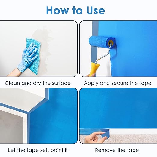 Blue Painters Tape 1 Inch Bulk, 48 Roll Painting Tape Blue Masking for Painting Wall DIY Edge, Paint 0.94 Inch 55 Yards X 48 Rolls 2640 Total Yards