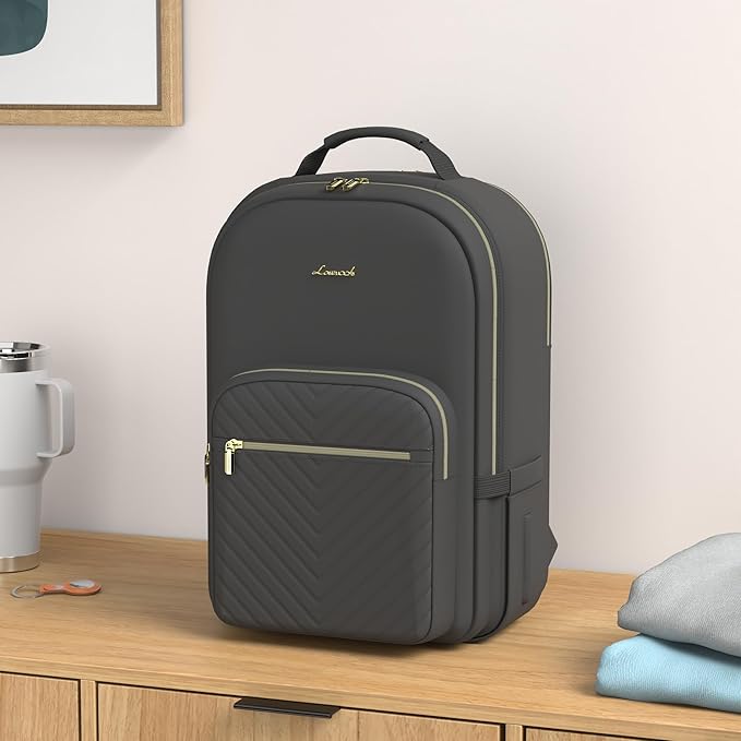 LOVEVOOK Laptop Backpack for Women 15.6 inch,Cute Womens Travel Backpack Purse,Professional Laptop Computer Bag,Waterproof Work Business College Teacher Bags Carry on Backpack with USB Port,Black