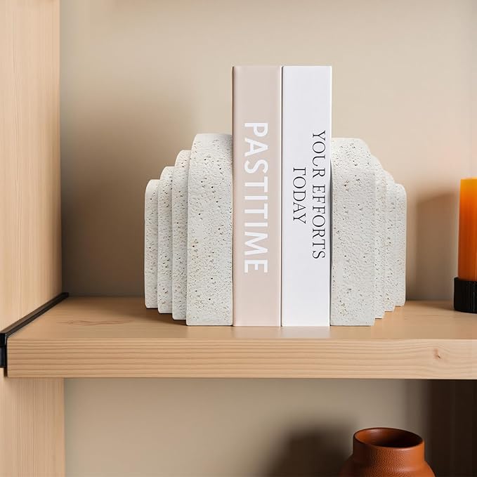 Modern Decorative Bookends for Shelves – Heavy Duty Book Ends, Stylish Bookshelf Decor, Minimalist Home Office Organizer, Functional Book Holders (Set of 2)