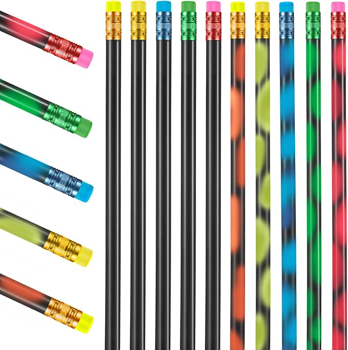 Outus 30 Pieces Color Changing Mood Pencil Bulk with Eraser 2B Wooden Heat Activated Fun Pencils Assorted Colors Thermochromic Pens Gifts for Prizes Birthday Gift Party Favors