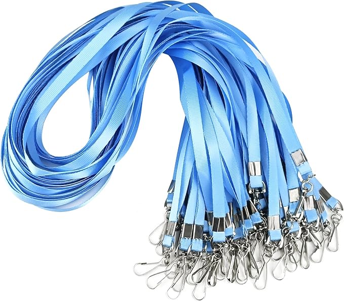 Light Blue Lanyards Bulk 50 packs Lanyards for ID Badges,Lanyards with Swivel Hook Clips for Name Tag Lanyard ID Holder