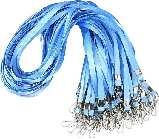 Light Blue Lanyards Bulk 50 packs Lanyards for ID Badges,Lanyards with Swivel Hook Clips for Name Tag Lanyard ID Holder