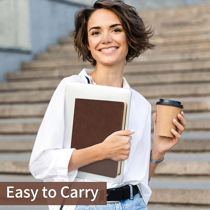 Lined Journal Notebook for Work College Ruled Note Book 7.2"x9.6" B5 PU Leather Daily Journaling 160 Pages for Women Men Writing Home School Supplies Business (Coffee)