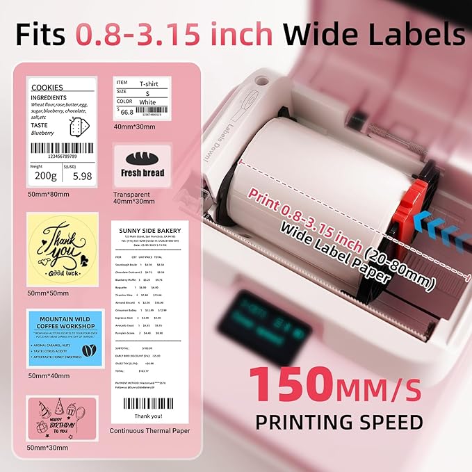 ORGSTA Label Maker Machine with Tape, T003 Thermal Label Maker, 2 Inch Bluetooth Label Printer Compatible with Phone & PC, Sticker Printer Barcode Thermal Maker for Small Business, Home, School