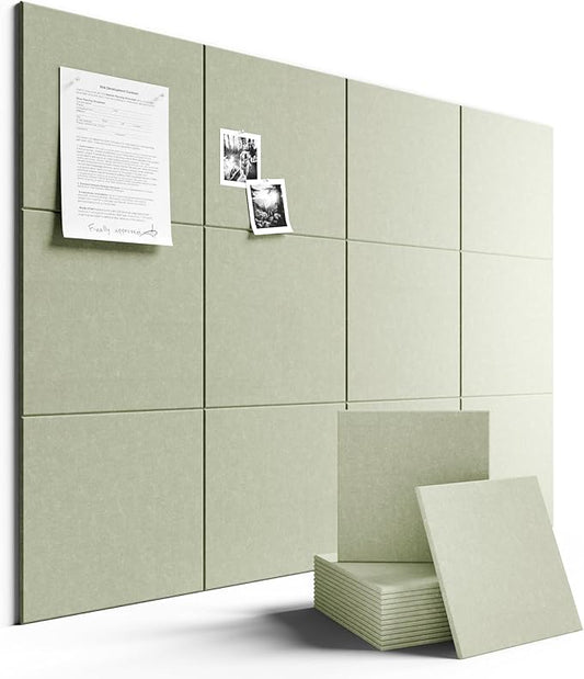 Large Felt Bulletin Board 48" x 36" Cork Board Alternative-12 Pack with 70 Safe Removable Adhesive Tabs, Cork Boards for Walls Cork Board for Home Office Classroom Pin Board - Sage