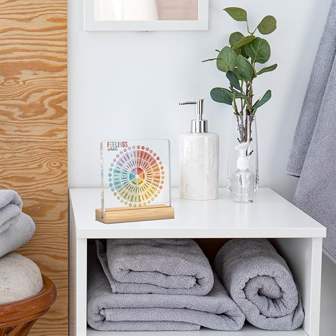 Mental Health Office Desk Decor, Therapy Office Decor, Mental Health Gifts for Women School Counselor Psychologist Therapist, Feelings Wheel Acrylic Sign for Halloween Christmas Gift