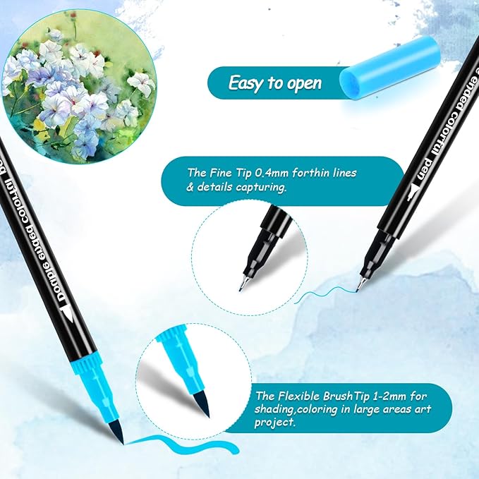 120 Colors Dual Markers Brush Pens, Art Markers Colored Pens for Adult Coloring Books, Brush and Fine Point Dual Tip Artist Colored Marker Set for Drawing Adult Coloring Hand Lettering