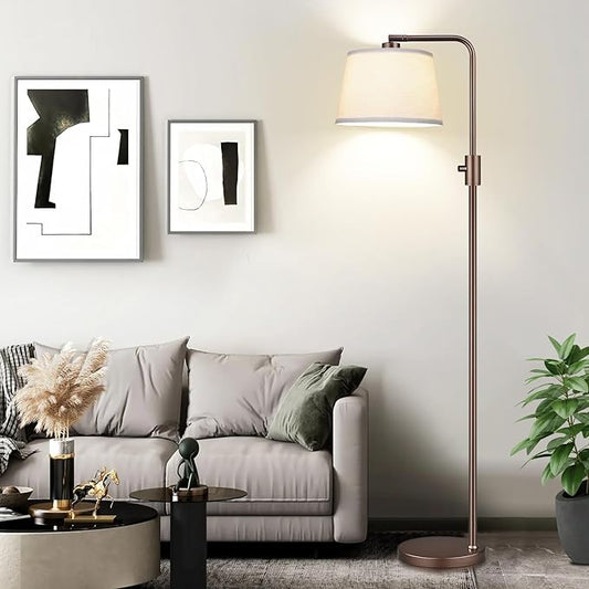 【Upgraded】 Dimmable Floor Lamp, 1000 Lumens LED Edison Bulb Included, Arc Floor Lamps for Living Room Modern Standing Lamp with Shade, Tall Lamps for Living Room Bedroom Office Dining Room - Brown