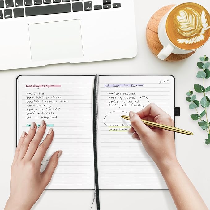 &And Per Se Lined Journal Notebook, 160 Pages, A5 5.7 x 8 inches College Ruled Thick Paper Notebook Journals for Writing, Hardcover Notebooks for Women Men Office School (1 Pack, Black)