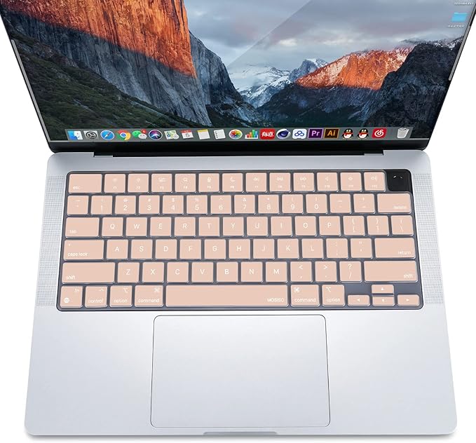 MOSISO Keyboard Cover Skin Compatible with MacBook Air 15 inch M3 A3114 M2 A2941/Air 13.6 A3113 A2681/Pro 14/16 M4 M3 M2 M1, Camel