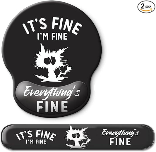 Mouse Pad and Keyboard Wrist Rest Support, with Non-Slip PU Base,Gel Mouse Pad with Coaster,Pain Relief for Gaming, Computer,Office -Cats