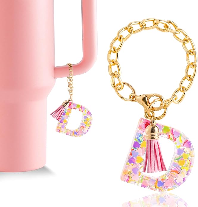 Letter Charm Accessories for Stanley Cup 1 PCS Cute Initial Keychain Handle Charm for Stanley Tumbler for Women