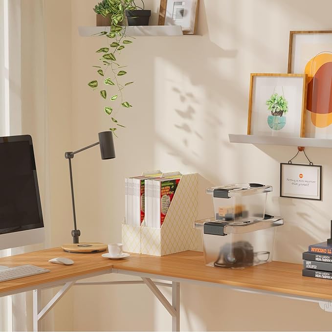 Nazhura Plastic Storage Bin, Stackable and Nestable Storage Boxes with White Lids and Secure Latching Buckles, Large Storage Container (CLEAR, 6QT 12PACK)