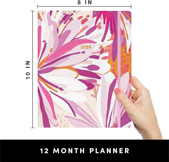 PAPERAGE 2026 Monthly Planner, 12 Months (January 2026 - December 2026), 8 in x 10 in, 2026 Planner with Large Monthly Spreads & Calendar Views, Note Pages, To Do Lists & Trackers, – Floral Daze