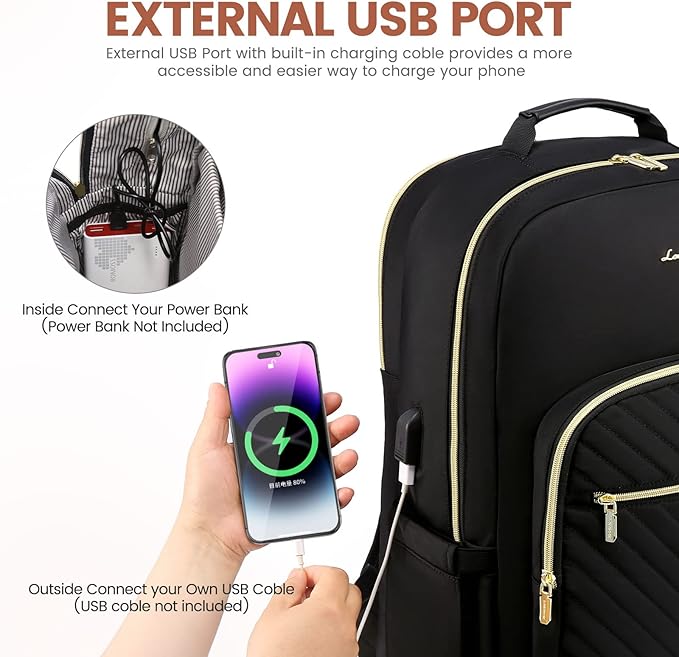 LOVEVOOK Laptop Backpack for Women 15.6 inch,Cute Womens Travel Backpack Purse,Professional Laptop Computer Bag,Waterproof Work Business College Teacher Bags Carry on Backpack with USB Port,Black