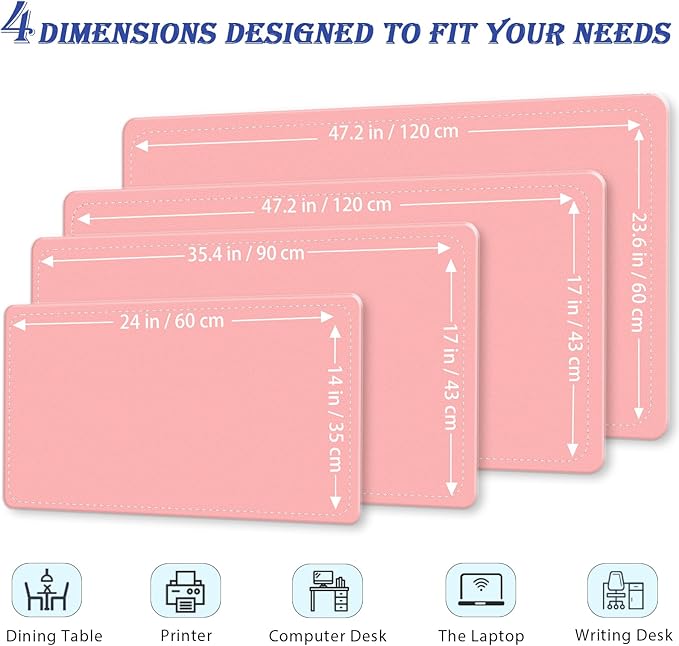 Large PU Leather Desk Mat 35.4" x 17" - Non-Slip Mouse Pad, Waterproof Computer Protector, Office Writing Pad for Keyboard and Mouse (Melon Pink)