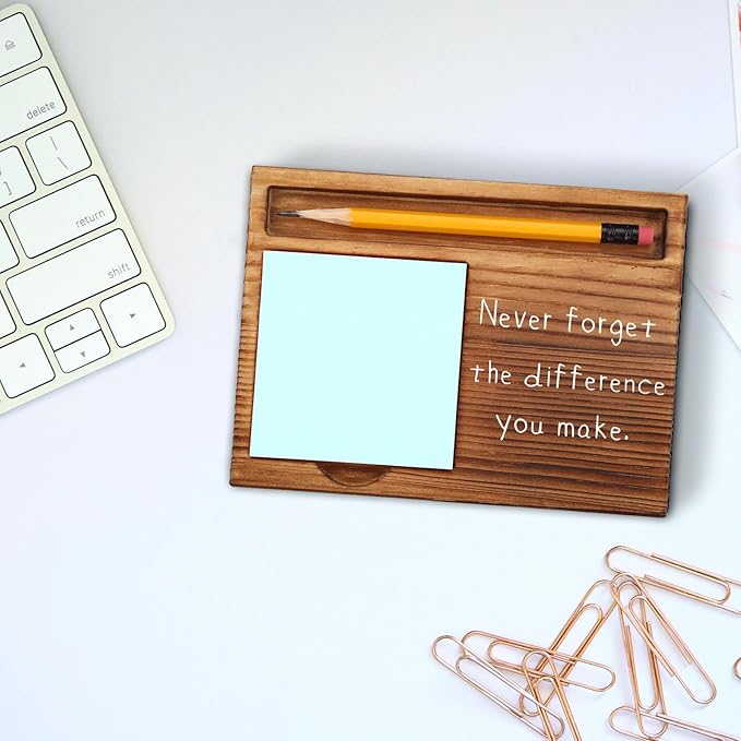 Never Forget The Difference You Make Appreciation Sticky Note Holder, Thank You Appreciation Quote Gifts for Leader Boss Women Mentor Manager Employee Coworker Self-Stick Note Pad Holders ZSS23