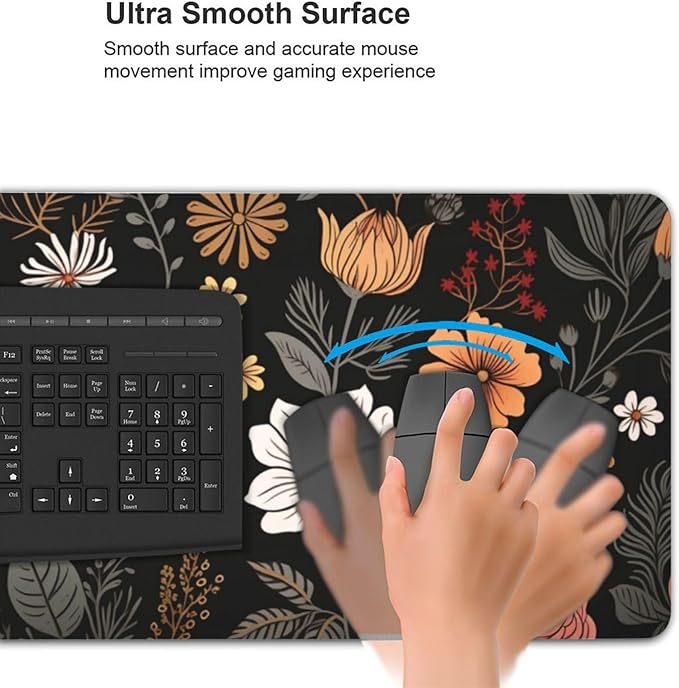 35.4 x 15.7 in, Waterproof XXL Large Mouse Pad for Desk, Extended Keyboard Mouse Mat for Computer Office, Big Laptop Mouse pad, Gaming Pc-Boho Flowers