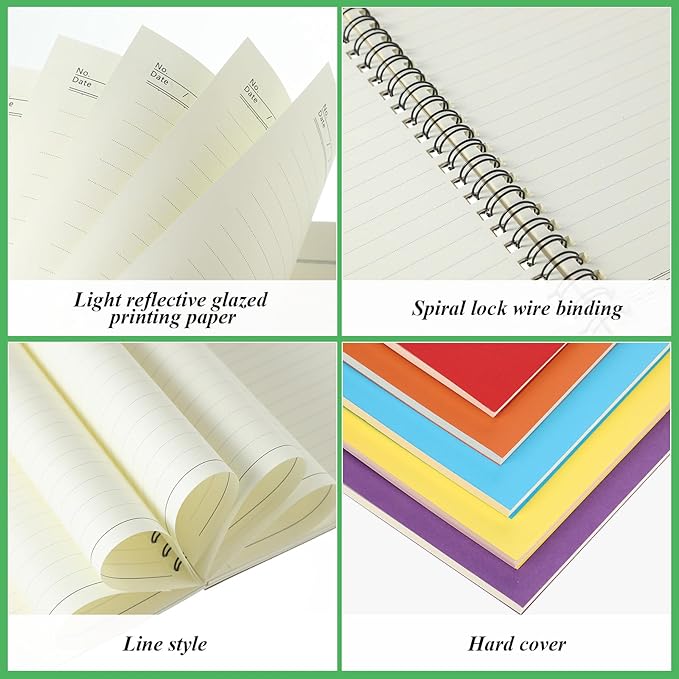Leelosp 12 Pack Small Spiral Notebook A5 Lined College Ruled Spiral Journal Notebook 5.5 x 8.3 Inch Kraft Cover, 120 Pages for Work Students Office Business(Colorful)