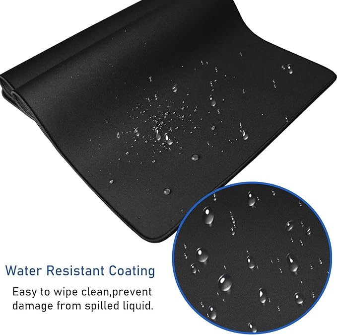 Large Mouse Pad, (31.5X11.8In) Durable Non-Slip Natural Rubber Base Desk Mousepad with Stitched Edges, Waterproof Computer Keyboard Pad Mat for Esports Pros/Gamer/Desktop/Office/Home - Black