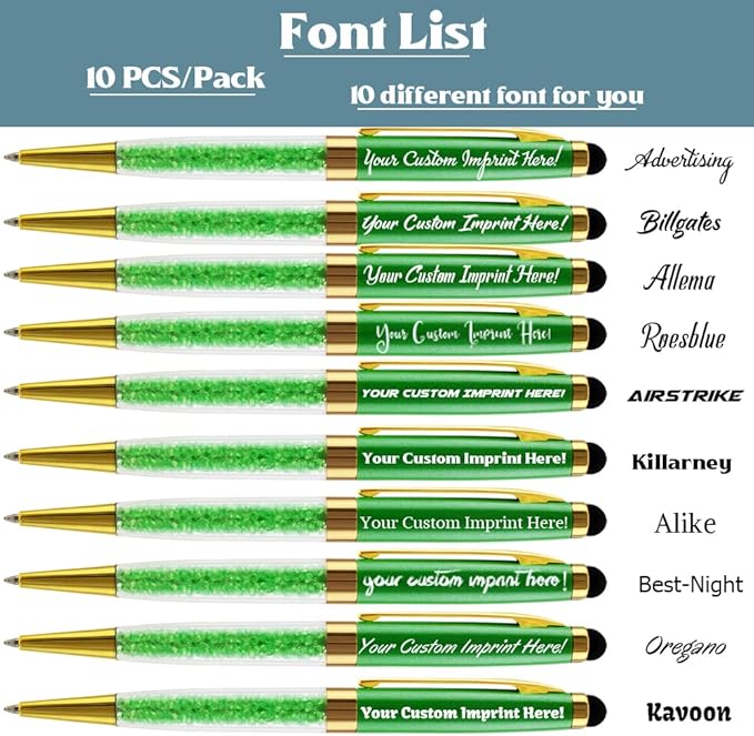 Ancolo Engraved BallPens with Stylus Tip Medium Point - Nice writing Pens - Engraved with Your Name Slogan, Perfect for Men and Women Girls boys 10 Pens/Box