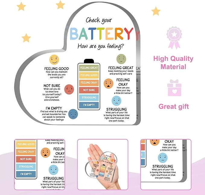 Mental Health Decor, Psychotherapy Affirmations Heart Acrylic Sign, School Counselor Sign, Therapy Anxiety Decor Sign, Mental Health Gifts for Social Worker Classroom School Counseling Educational