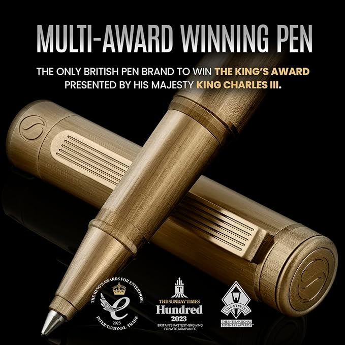 Scriveiner Bronze Rollerball Pen - Stunning Luxury Pen, Schmidt Ink Refill, Best Roller Ball Gift Set for Men & Women, Professional, Executive Office, Nice Pens