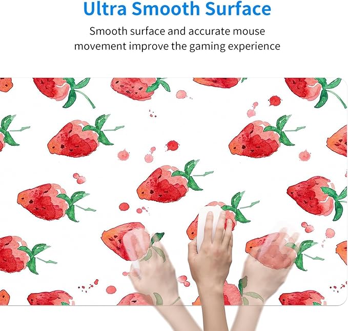 MAYCARI Cute Desk Mat Cartoon Desk Pad Mouse Pad Kawaii Large Strawberry Gaming Mousepad XXL Laptop Keyboard Desktop Writing Pad for Girls Students 31.5"X15.7"