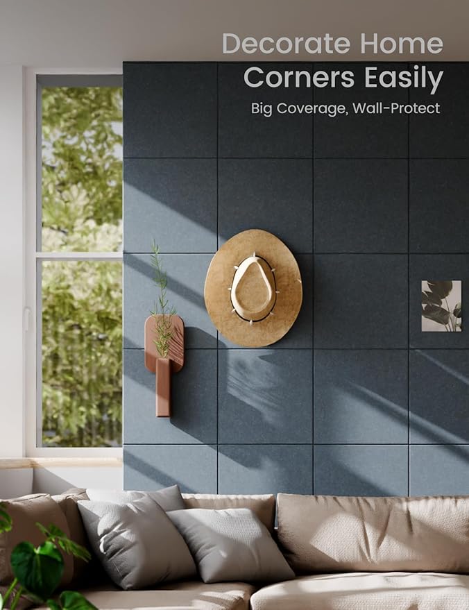 Large Felt Bulletin Board 48" x 36" Cork Board Alternative-12 Pack with 70 Safe Removable Adhesive Tabs, Cork Boards for Walls for Home Office Classroom Pin Board - Deep Charcoal Blue