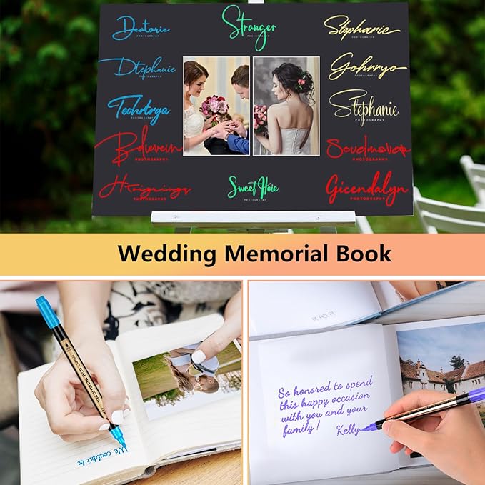 Metallic Marker Pens, 12 Colors Dual Tip Acrylic Paint Pens for Black Paper, Scrapbooking, Photo Album, Rock Painting, Paint Marker for DIY Arts & Crafts, Glass, Wood, Card Making, Scrapbook Supplies