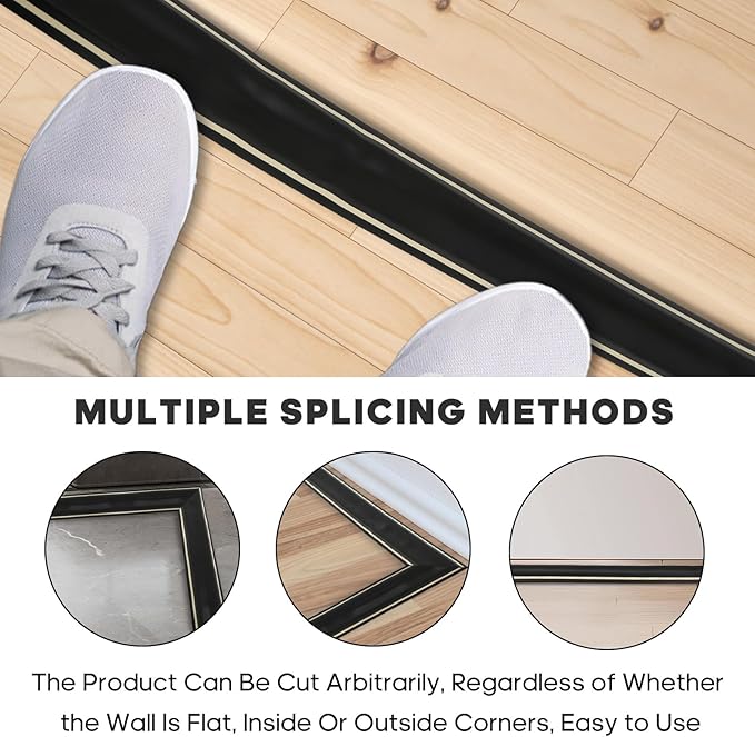 10ft Large Black Floor Cord Cover, Self-2" (W) x 0.6"(H), Cable Cavity:0.8"(W) x 0.4"(H), Adhesive Power Cable Protector, Silicone Cord Protector, Cord Management, Cord Concealer and Cable Hider